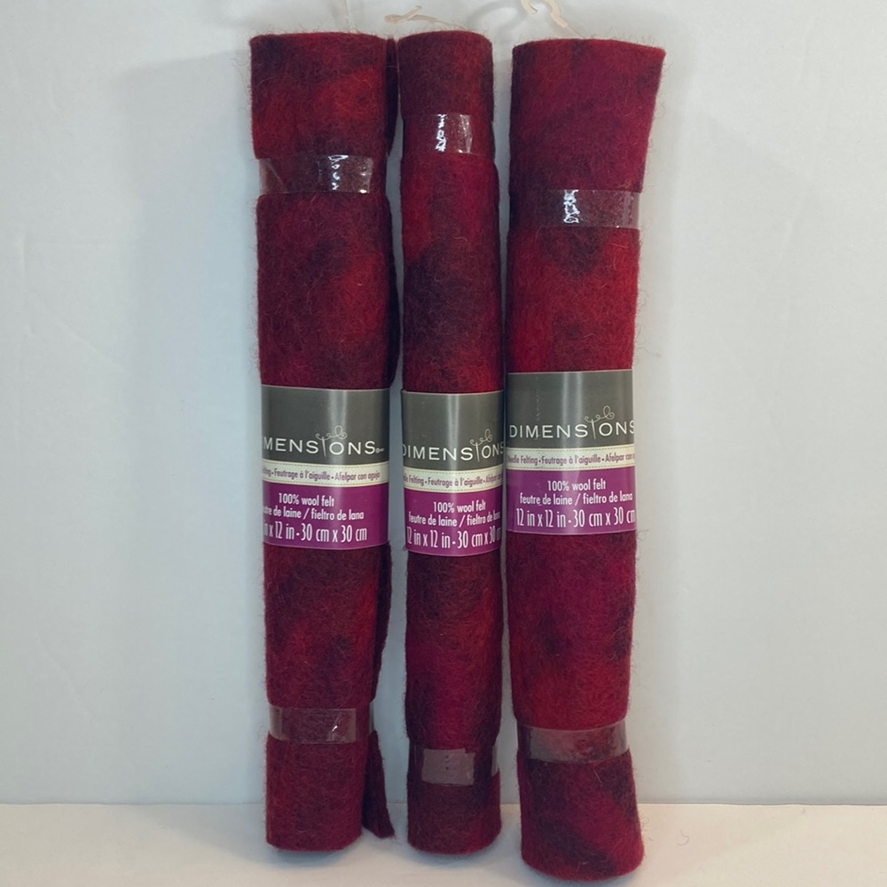 Dimensions 100% Wool Felt Marbled Red Blended Felt Garnet Needle Felting Crafts